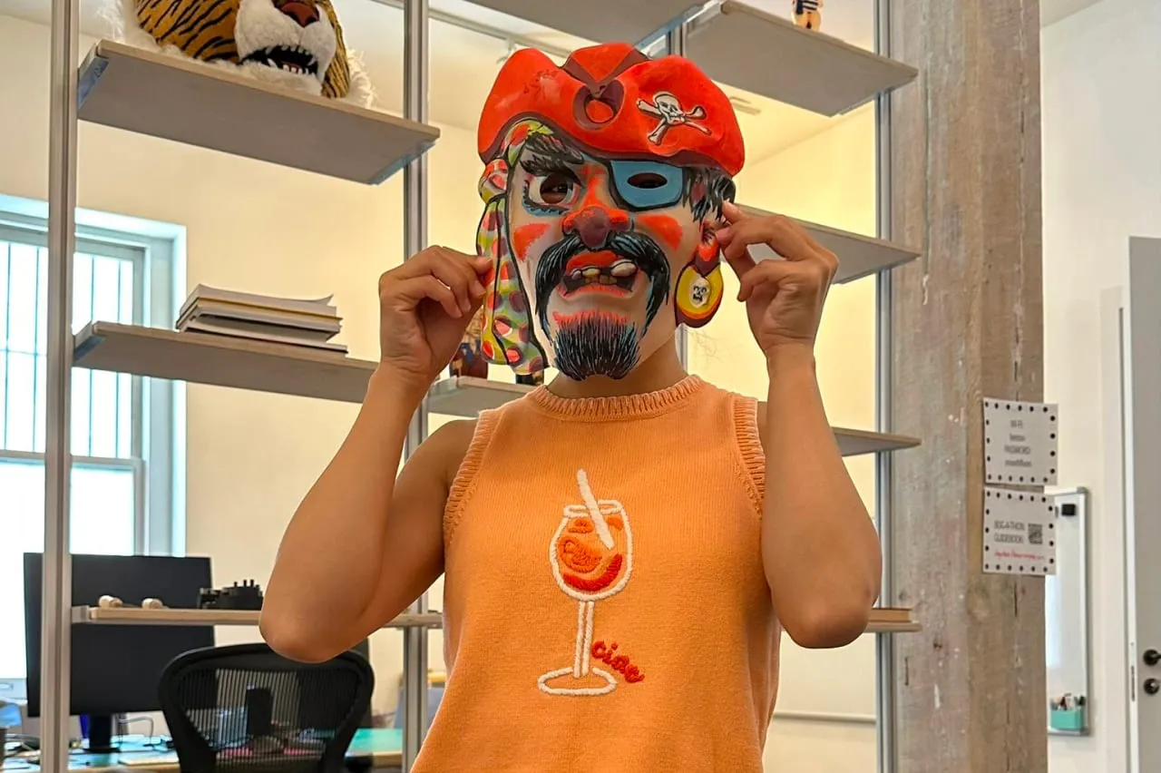 An attendee wearing a colorful mask at Bogathon 1.