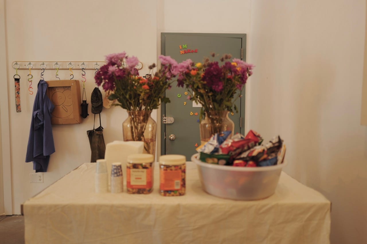 Bouquets and refreshments set out for Bogathon guests.