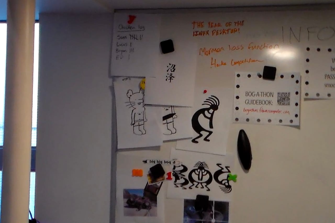 Whiteboard drawings and magnets from the workshop.