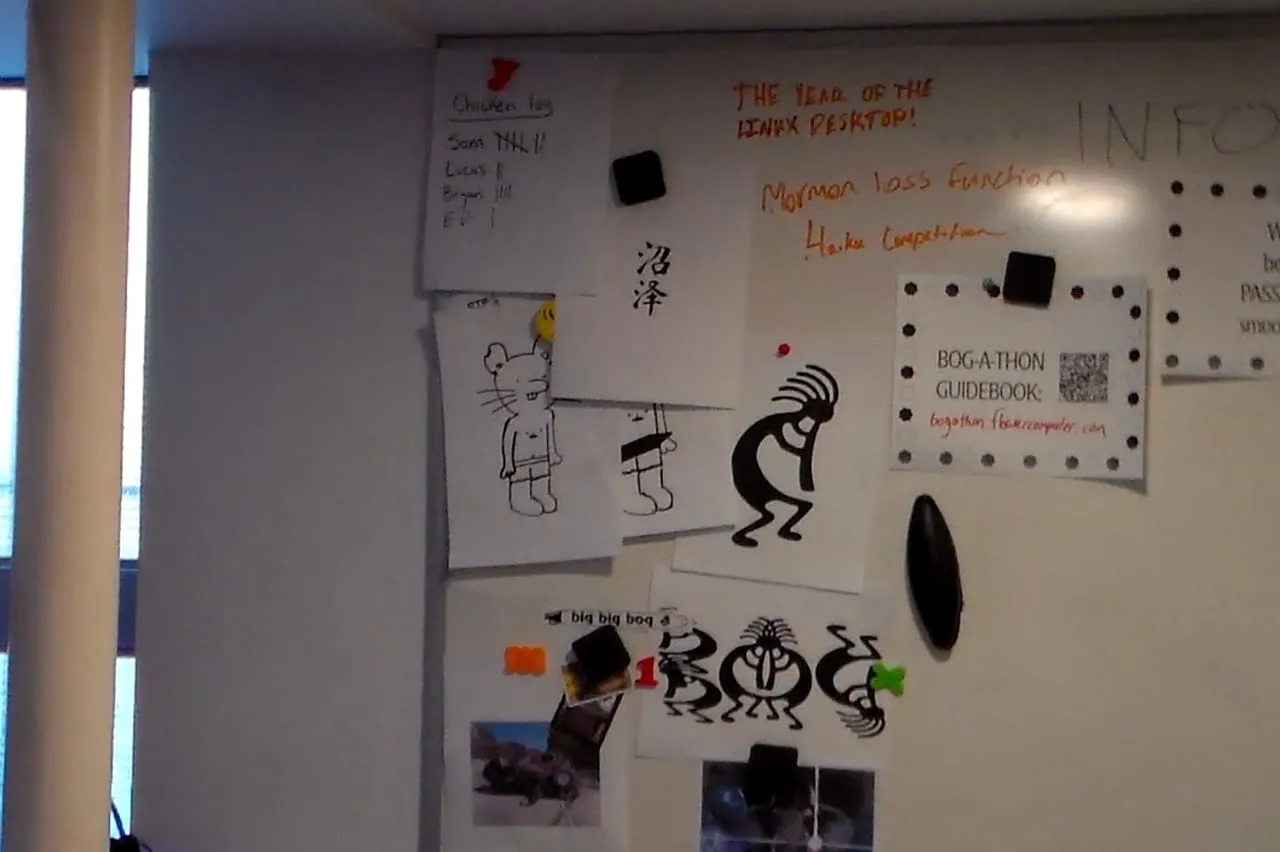 Whiteboard drawings and magnets from the workshop.