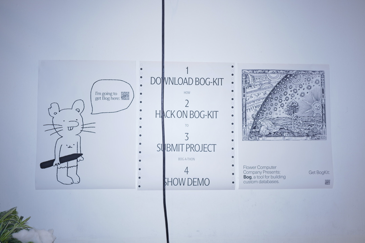 Three event posters featuring Scott, our mouse-cot, instructions for BogKit, and the piercing the veil graphic we dearly love